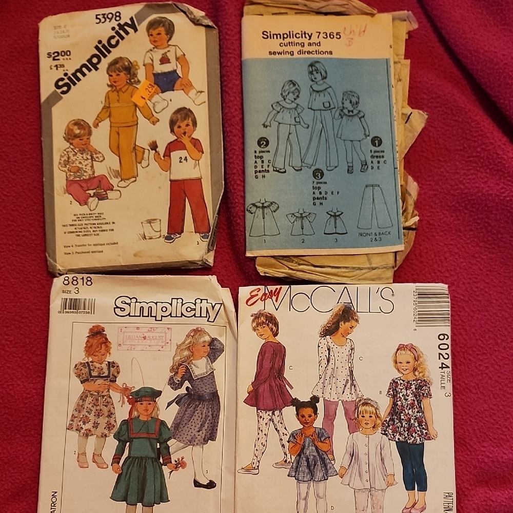 Simplicity and McCall's Vintage Sewing Patterns Sz 3T